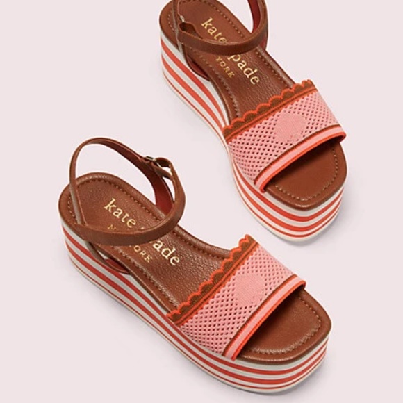 NEW Kate Spade Striped Highrise Wedges - Picture 3 of 12